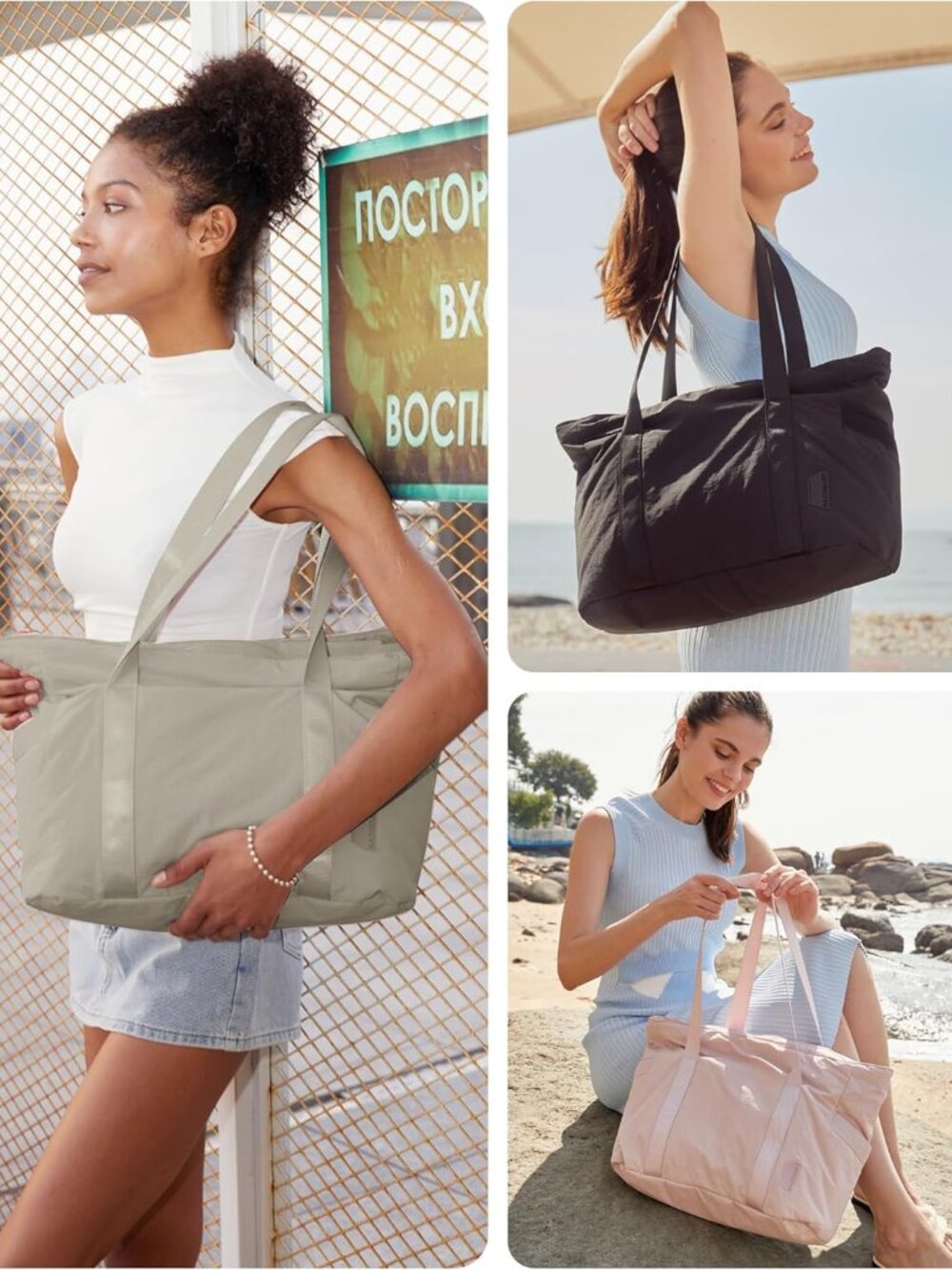 Tote Bag for Women, Tote Bag with Zipper Work Tote with Compartments Nurse Shoul - Picture 2 of 7